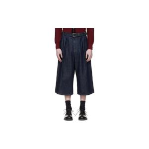 26 SS 드리스반노튼 남성 네이비 플리츠 데님 쇼츠 261358M193022