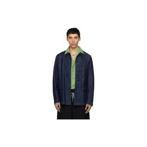 26 SS 드리스반노튼 남성 네이비 브랙스턴 데님 재킷 261358M177003
