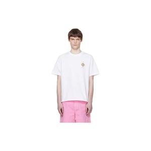 26 SS 카사블랑카 남성 화이트 플라폰드 오르네 드 뮤지크 티셔츠 261195M213026