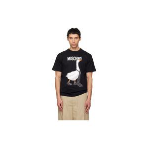 26 SS 모스키노 남성 블랙 구스 오가닉 코튼 저지 티셔츠 261720M213014