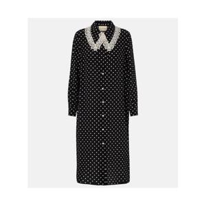 발렌티노 폴카 도트 레이스 트리밍 실크 셔츠 드레스 P01108253