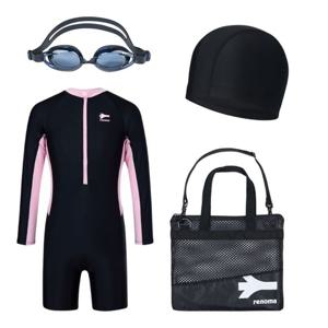 [레노마수영복]여아 유니타드 3부 반신 긴팔 생존 수영 키트 GS2F892-BK