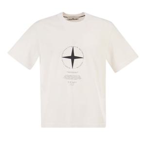 스톤아일랜드 라이트 컴퍼스 프린트 코튼 저지 티셔츠 L1S15210