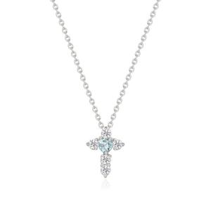 [티르리르]블루 크로스 화이트 실버 목걸이 STNSSVW01896M-B