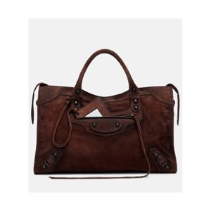 발렌시아가 Le City 미디엄 스웨이드 탑 핸들 백 P01177142