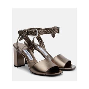 지미추 Rori 메탈릭 레더 샌들 P01125251