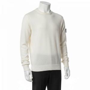 스톤아일랜드 22FW 와펜 패치 크루넥 남성 라운드 니트 화이트 7715506A2 V0099