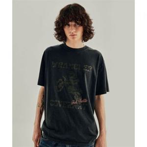 커버낫 [커버낫X랭글러] 모터사이클 피그먼트 티셔츠 블랙 394407
