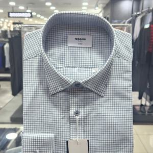 [레노마셔츠]린넨 혼방 더블 체크 일반핏 RQSSG1434_DG