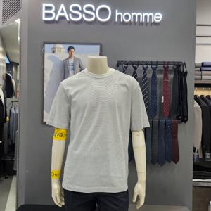 [바쏘옴므]심플 포인트배색세미오버핏면라운드셔츠WSZ2KR14OD_O