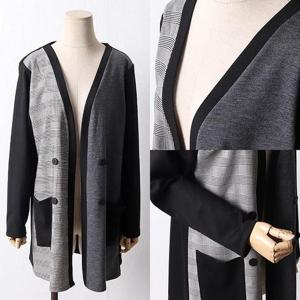 [강물처럼]위쉬몰 BG 체크배색포켓롱가디건(F436H408) 빅사이즈