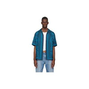 26 SS 베르사체 남성 블루 바로코 실크 셔츠 261404M192005