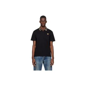 베르사체 폴로셔츠 블랙 자수 코튼 피케 폴로 셔츠 261404M212001