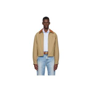 베르사체 재킷 베이지 코튼 캔버스 블루종 재킷 261404M180004