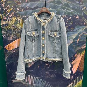 [르니앤맥코이]노카라네크라인진주체인청자켓MN04JK705_IC