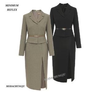 [미니멈]MD 플리츠 슬릿 투피스형 카라 원피스  MD MMZAAWO2310B