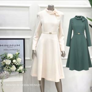 [미니멈]MD 리본 카라 플레어 원피스  MD MYDAWO0560GN_CJ