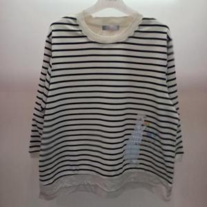 Latium HC06 팔뚝품편한 뒤셔츠배색 단가라소녀 7부 데일리 티셔츠 T2621ts05B