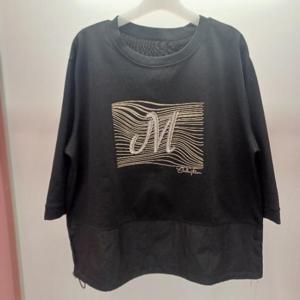 Latium HC06 팔뚝품편한 밑단 셔츠 배색 7부반팔 데일리 티셔츠 T2621ts13B