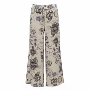 [비꼴리끄(여성)]린넨 프린트 뒷밴딩 슬릿 팬츠 B242WS2141