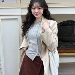 플라스틱아일랜드  (PS2TJ383) 스웨이드 오버핏 싱글 자켓