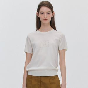 [마리끌레르] [정가69,000원] 타올 로고 반팔 니트(MAGBKN08MWH)