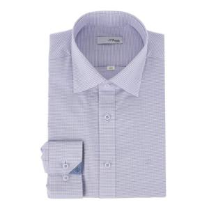 [에스티듀퐁(셔츠)]하절기 긴팔 퍼플 미니체크 캐쥬얼핏 셔츠 SE6SM11LS115SPU