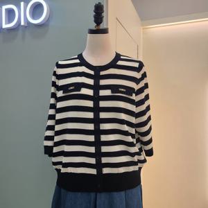 [수스]스트라이프 칠부 니트 S261BSW356/블랙_YS