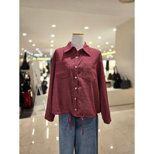 [에이비에프지]잔체크 밑단스트링 카라넥 셔츠 AGNA2HB05D