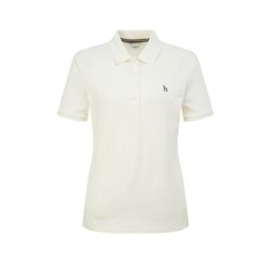 헤지스 여성 25SS 스테디셀러면화이트 슬림핏 피케 반소매 카라 티셔츠 WSTS5BC31WT