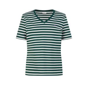 헤지스 여성 25SS 스테디셀러면100%다크그린 스트라이프 에어로쿨 브이넥 반소매 티셔츠 WSTS5B313E3
