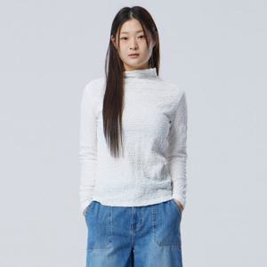 [베네통] 엠보 링클 모크넥 티셔츠_BATSF1611WH