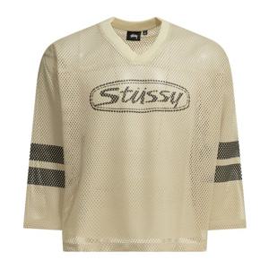 스투시 로고 메쉬 브이넥 티셔츠 1140384 1005 TAN