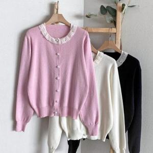 [다잇템]여자 진주버튼 스웨터 비스코스 가디건 (31597360A)