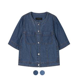 [꼼빠니아][꼼빠니아] 노카라 반팔 데님 자켓_CADU4-WDJ030