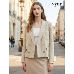 [뷰어][vyur] 테일러드 카라 자수 더블 자켓 (ZSJKO306)