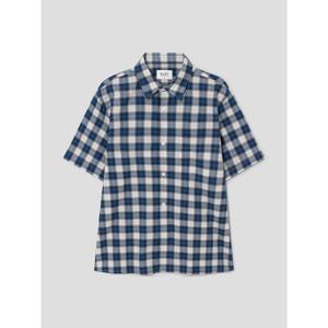 [갤럭시 라이프스타일] 빅체크 릴렉스핏 반팔 셔츠 - 블루 (GC6465M17P)