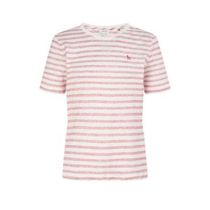 헤지스 여성 26SS Essential 린넨 스트라이프 반팔 티셔츠 레드 HSTS6BC33R2