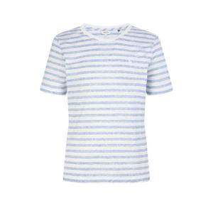 헤지스 여성 26SS Essential 린넨 스트라이프 반팔 티셔츠 블루 HSTS6BC33B2