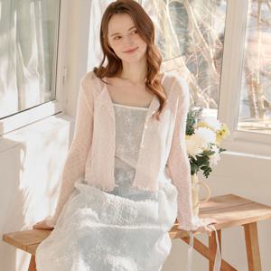 [포커스]프릴 트리밍 시스루 니트 가디건 PBBF6S1KC4701