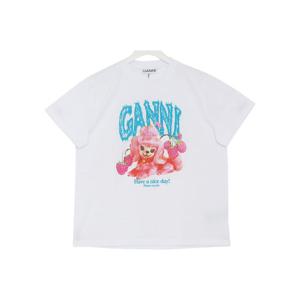 가니 26SS 베이직 코튼 저지 핑크도그 여성 반팔 티셔츠 A1050142 151