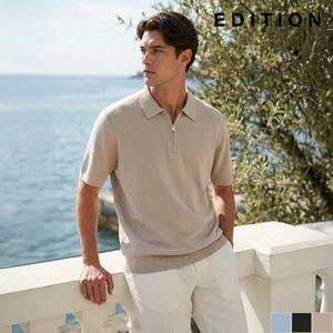 [에디션] 하프집업 반팔 카라 니트 (NEE2ET1912)