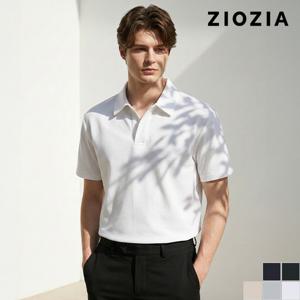 [지오지아] 루즈핏 오픈카라 반팔 티셔츠 (AAE2TT1102)