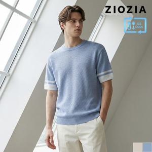 [지오지아] 컬러 배색 니트 티셔츠 (ABE2ER1107)