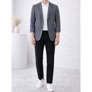 [바쏘옴므]남성 린넨혼방 하운드패턴 콤비 정장자켓 ABUWSZ2JS65