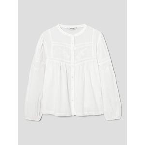 (356364CC51) [에잇세컨즈] 코튼 긴팔 라운드넥 자수 블라우스  화이트