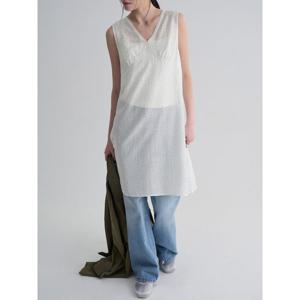 (356371WM01) [에잇세컨즈] 패턴 브이넥 미디 원피스  화이트