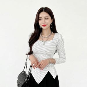 [금찌]금찌 다이아 스트라이프 언발 티 ST8108T