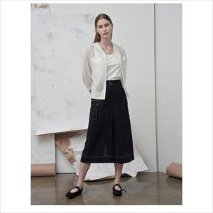 올리비아로렌 HC04 배색 스티치 A라인 스커트 VOCDK5M4231