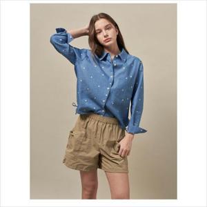 올리비아로렌 HC04 플라워 자수 데님 블라우스 VVCNL5M3161